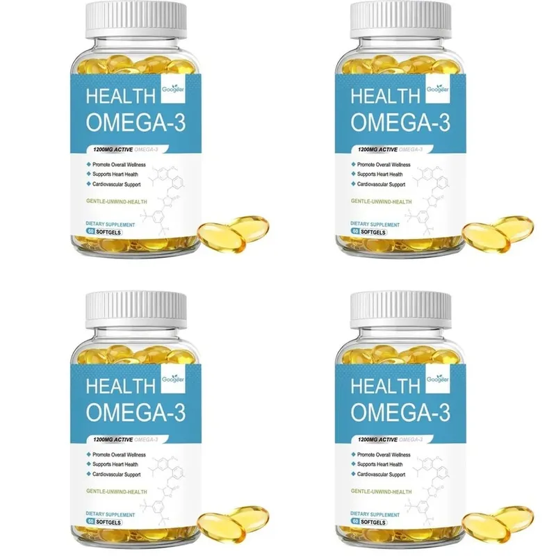 Omega-3 Softgels with 1200 Mg Active Omega-3 EPA and DHA Vitamin D3 and Vitamin E for Heart Health Support 60 Softgels