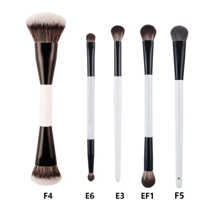 2pcs/set White Double ended Angled Foundation Makeup Brushes Blush Contour Make up Brush Wood Handle Cosmetic Tool Mari F4