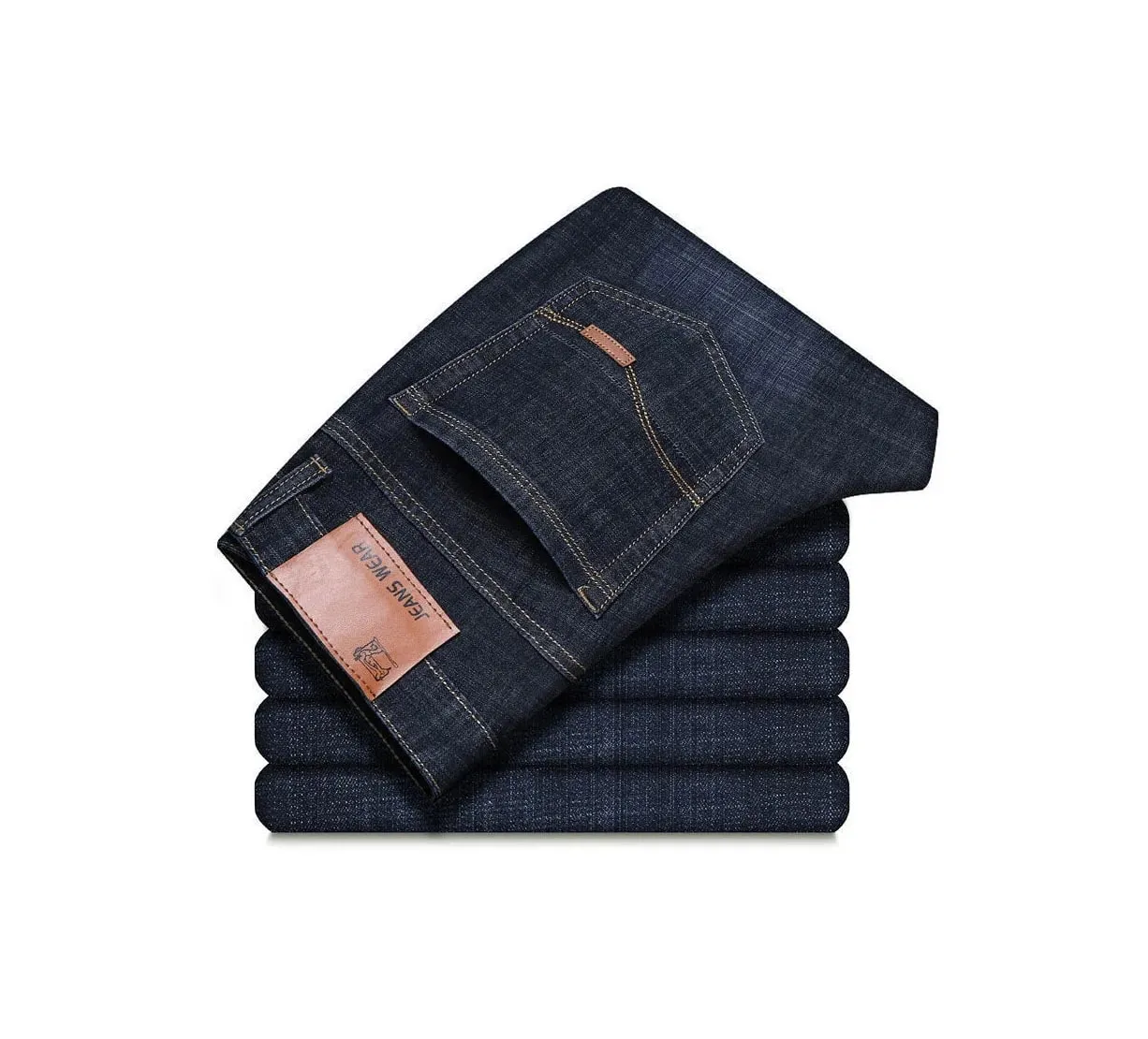 2025 New Autumn Classic Men's Fitted Stretch Jeans High-end Blue Black Casual All-Match Pants Straight Leg Men's Pants — image 3