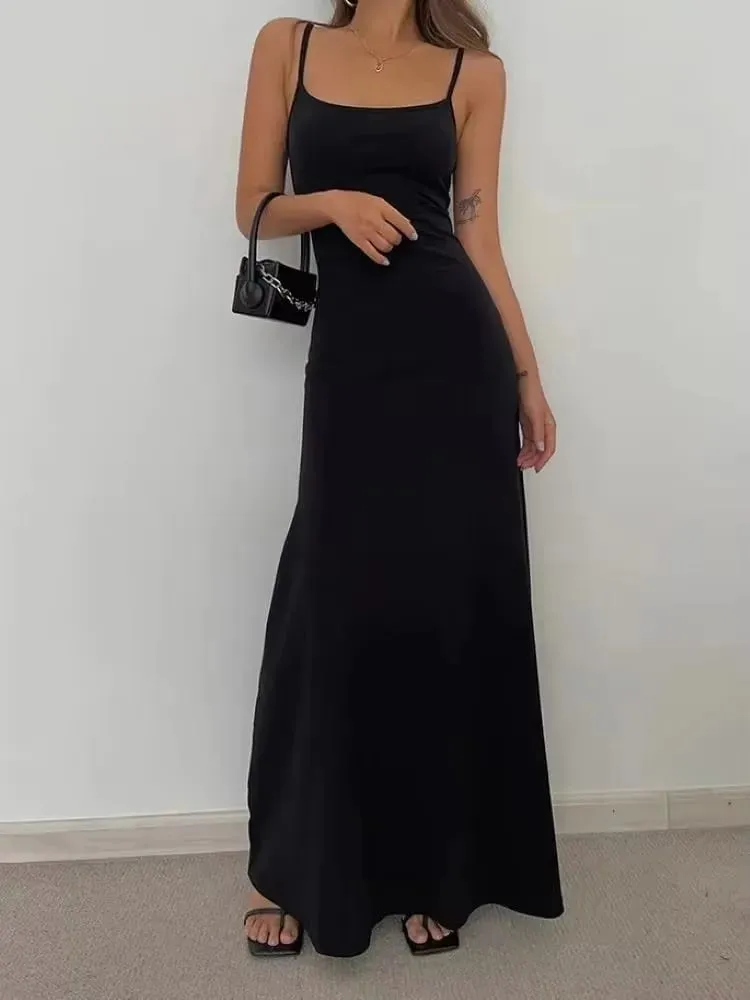 2025 Summer Women's New Fashion Simple Temperament Suspender Long Backless Slim Waisted Sexy Sweet And Spicy Casual Dresses — image 6