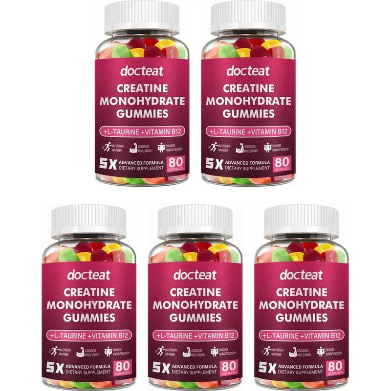 Docteat Creatine Monohydrate Gummies for Muscle Builder Energy Boost Muscle Recovery Stamina Bone Health Support 80 Count
