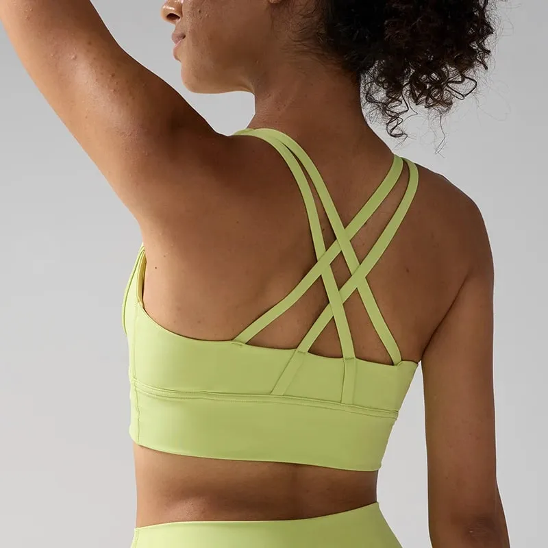 Solid Color Women Women Fitness Yoga Bras Race Back Sports Bras Nylon Top Women Bra Sexy Breathable Underwear For Women Gym — image 7