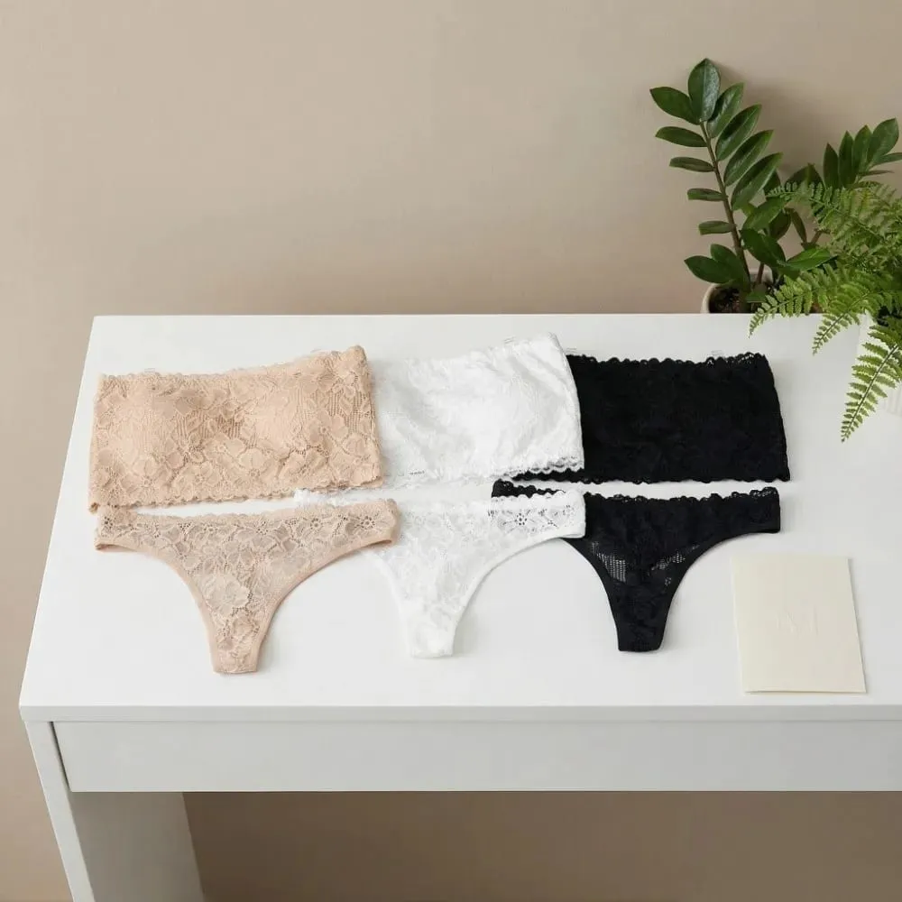 Lace Sheer Flower Thong Bra Set Embroidery Invisible Straps Floral Panties Bra Kit Hollow Lingerie Underwear for Women Women — image 5