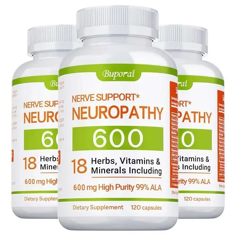 Neuropathy Support Supplement 600mg - Reduces Stress Promotes Nerve Health and Brain Function Cellular Energy Non-GMO