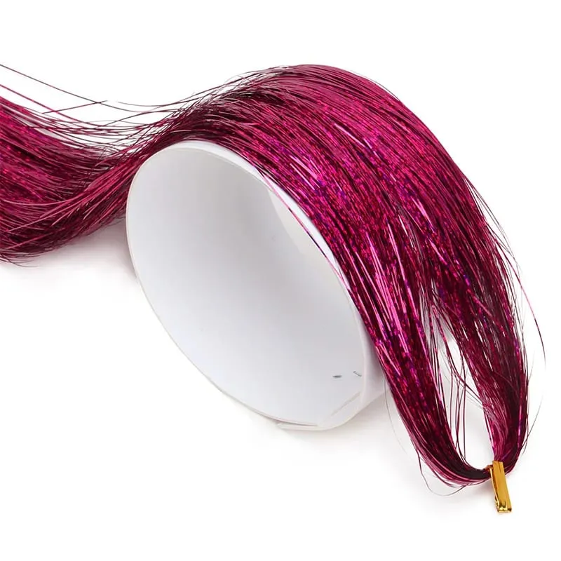 Tinsel per capelli scintillanti Fili sintetici color arcobaleno Copricapo per ragazze Hairbinge Capelli Laser Estensioni dei capelli finti Decor Glitter