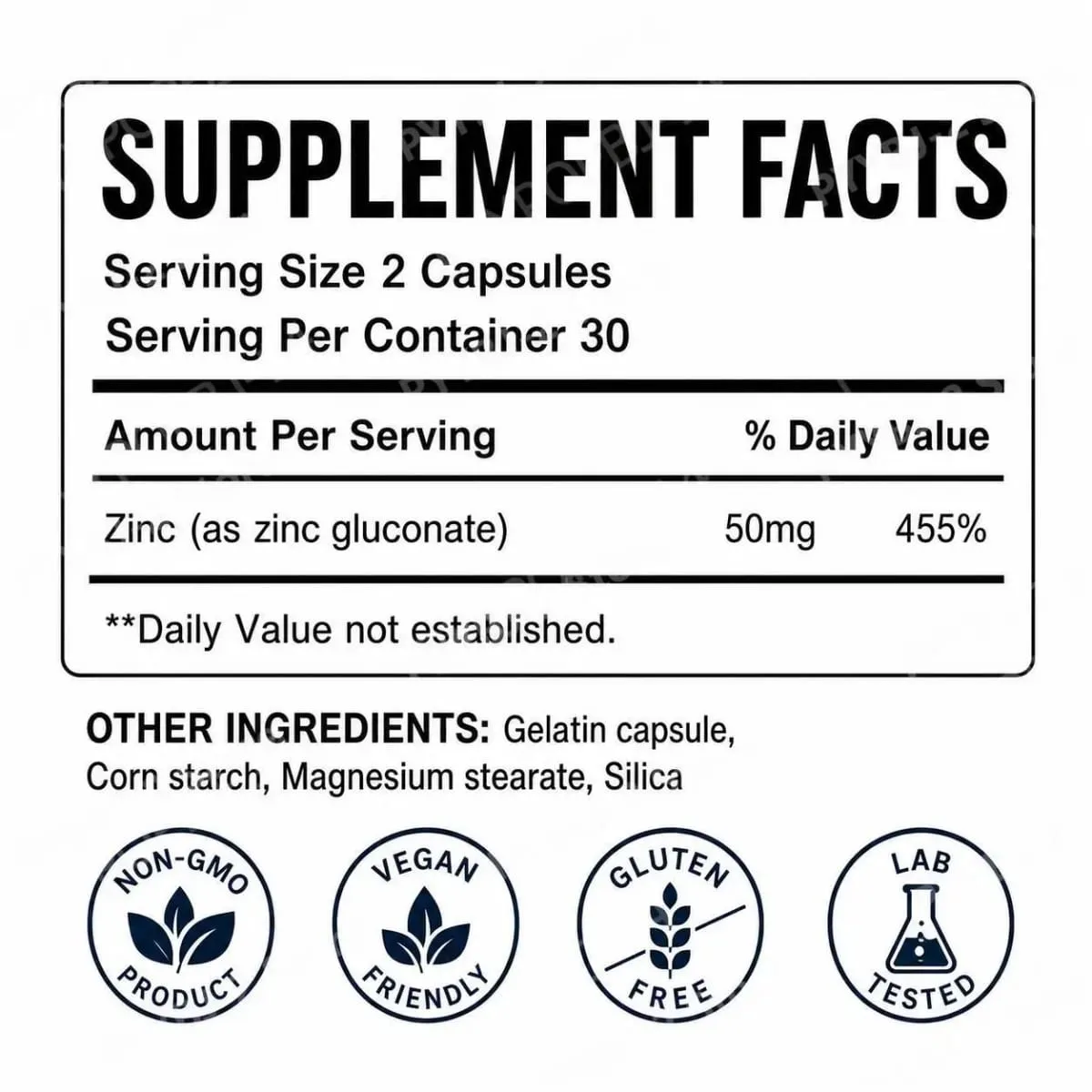 Zinc Gluconate Capsules 60 Count 50 Mg Zinc Per Serving Immune Support Cellular Health Daily Zinc Nutrition — image 5