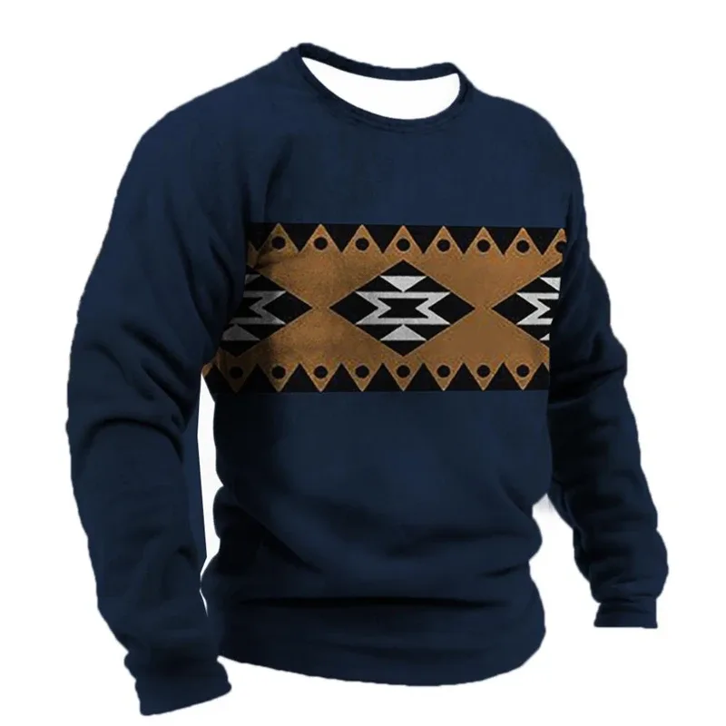 Vintage Etnisk stil Grafiska tröjor Vår Höst Mode Casual Långärmade 3D-tryckta toppar Lösa Streetwear Herrkläder — image 10