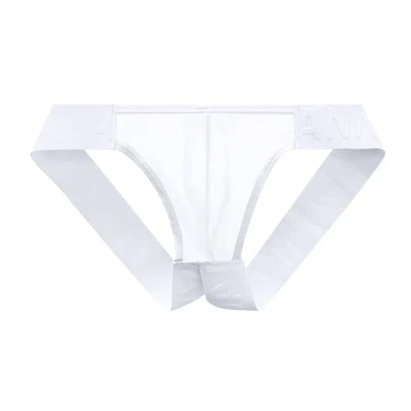Trendy Men's Thong Comfortable Passionate Fitness Underwear Show Buttocks Personality Transparent Men Summer Triangle Brief — image 4