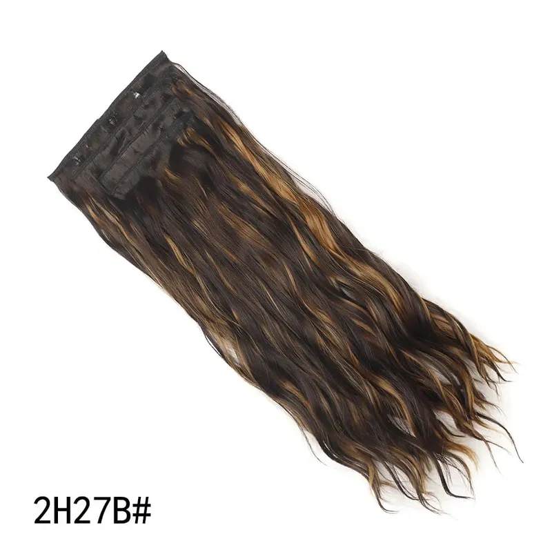 4PCS/Set Clip-in Hair Extensions 20inches Long Water Wavy Synthetic Hair Extensions Thick Hairpieces Fake Hair for Women Girls