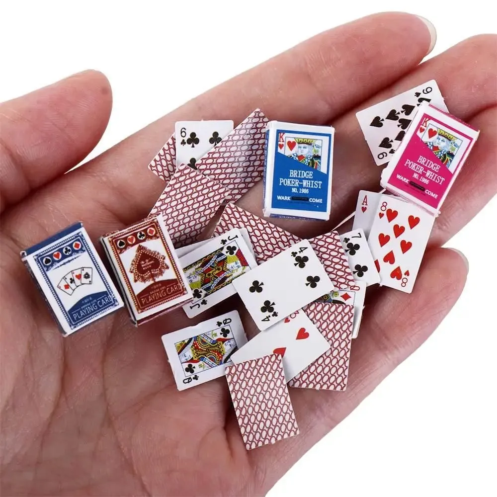 1:12 Dollhouse Accessories Mini Poker Cards Miniature Dollhouse Miniature Games Poker Mini Playing Cards Playing Poker Cards