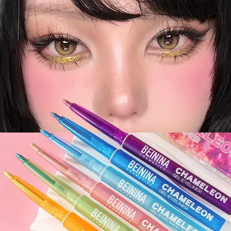 Shiny Chameleon Yellow Eyeliner Gel Pen Metallic Eyeshadow Multicolor Eye Liner Pearlescent Polarized Inner Eyes Pigment Makeup