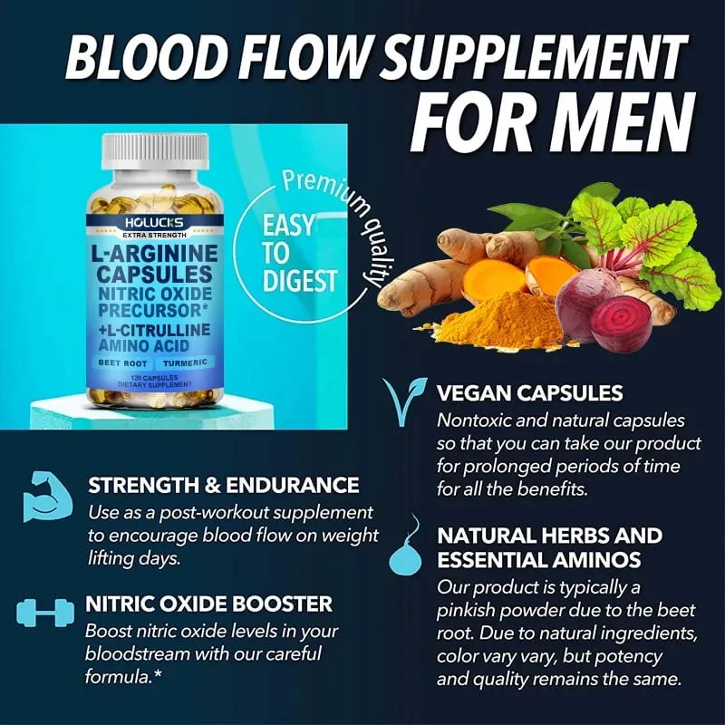 L Arginine Capsules with L-Citrulline Nitric Oxide Booster for Stamina Muscle Energy & Vascularity for Men's Extra Strength — image 3
