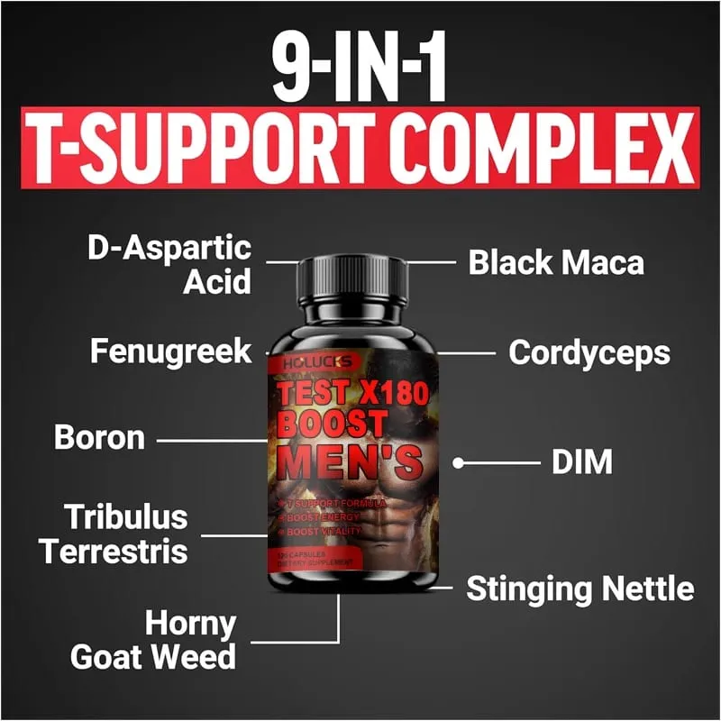 Natural Male Test Booster Supplement with Boron & Vitamin Blend Support Vitality Stamina Endurance & Physical Vigor