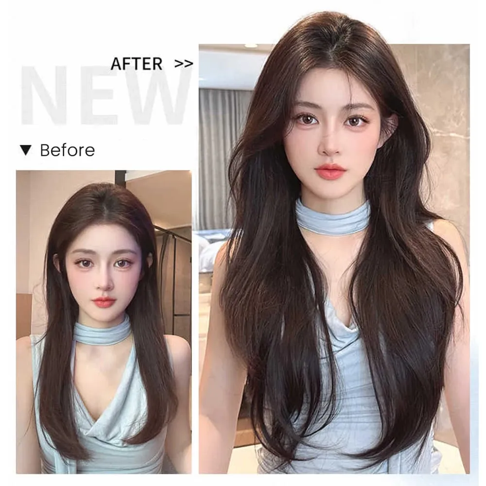 26Inch Synthetic Long Straight Layered V-Shaped Clip-in Hair Extension 4 Clip Heat Resistant Hairpiece for Women Daily Party — image 2