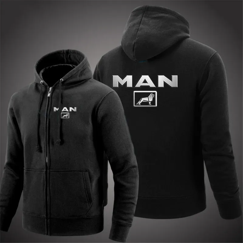 2025 Spring And Autumn Men's Truck man Logo Print Minimalist Style Daily Commute Hooded Coat Drawstring Zipper Hoodies Jacket