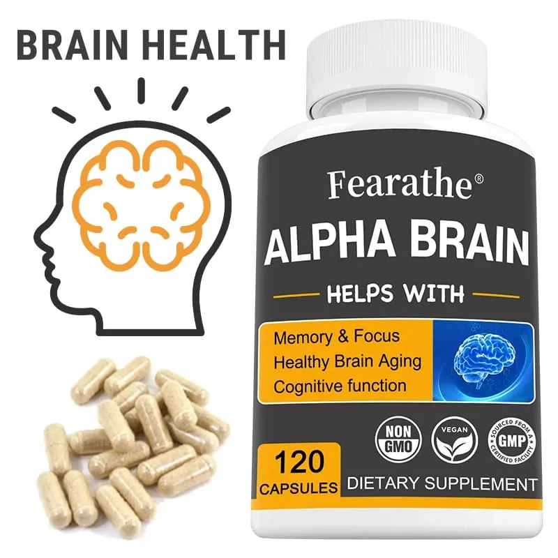 Suplemen Otak Alpha Brain Nootropics untuk Lelaki dan Wanita - Kejelasan Mental & Kognisi Memori dengan Kapsul Fokus Vitamin B6 — image 2