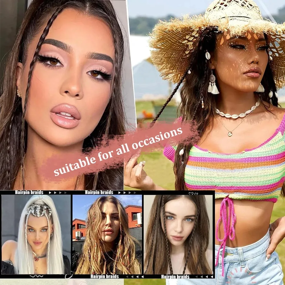4pcs Synthetic Box Braids Clip In Hair Extensions K-POP Long Hair Braid Extensions For Party Use Y2K Hair Accessories — image 7