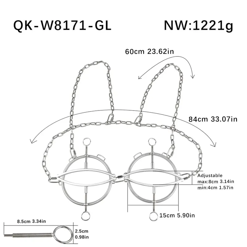 Stainless Steel Breast Bondage Chest Clamp Nipples Massager Strapon Metal Bra Nipple Teating BDSM Sex Toys For Women Men
