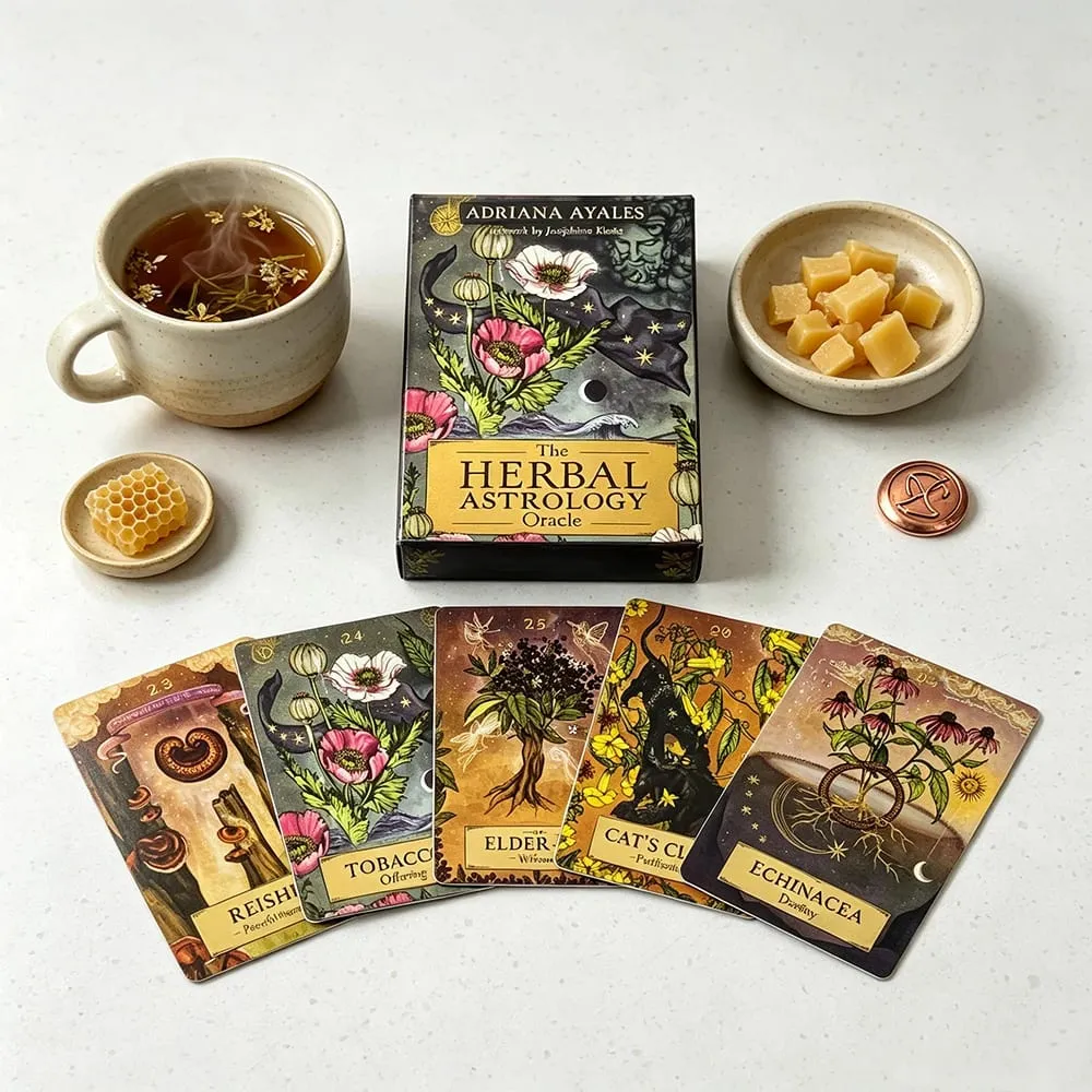 Herbal Astrology Oracle Cards 55 Card Deck English Edition Plant & Planet Correspondences for Spiritual Healing & Meditation