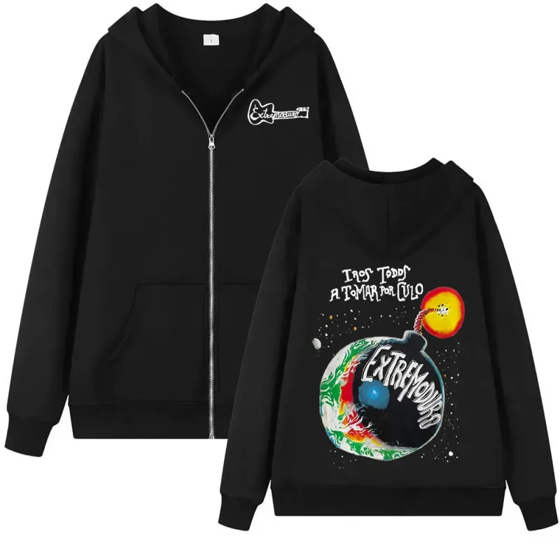 Rock Band Extremoduro Tour 2026 Zip Up Hoodies Men's Fashion Gothic Fleece Sweatshirts Coats Oversized Zipper Hoodie Streetwear — image 1