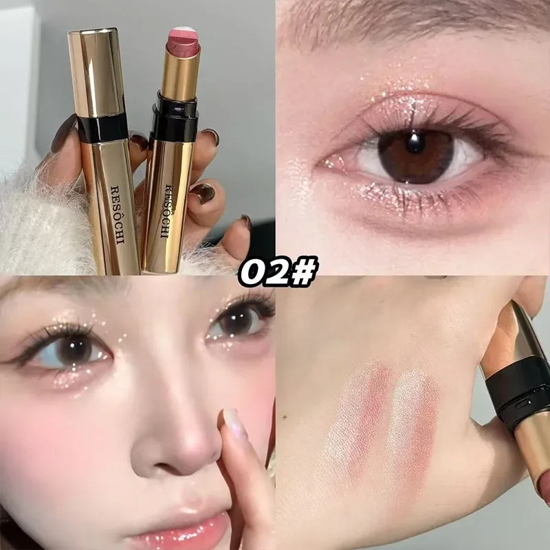 Three Color Gradient Pearlescent Eye Shadow Stick Water&Sweatproof Non-smudge Three Dimensional Natural Lazy Eye Shadow Pen — image 9