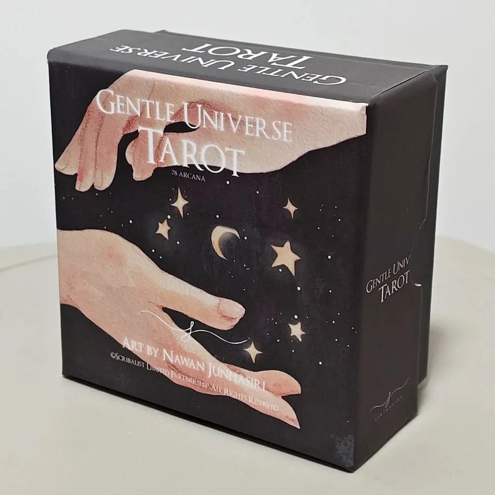 8.8*8.8cm Double-embossed Gentle Universe Tarot Deck 78 Pcs Round Circular Tarot Cards Watercolor Art Witchcraft in Rigid Box