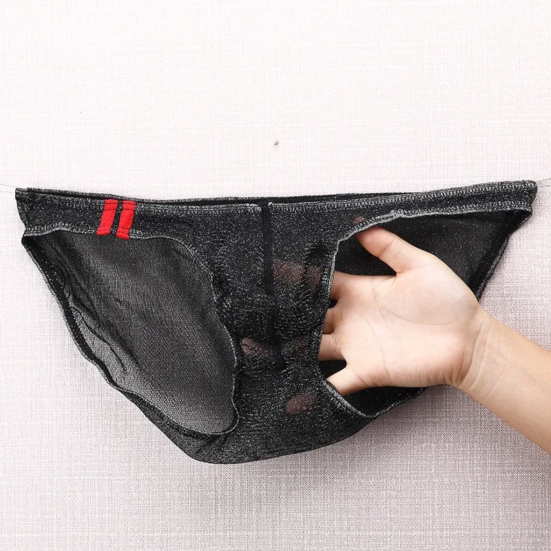 Sous-vêtements pour hommes, slips Ultra fins, taille basse, culotte respirante en maille — image 7