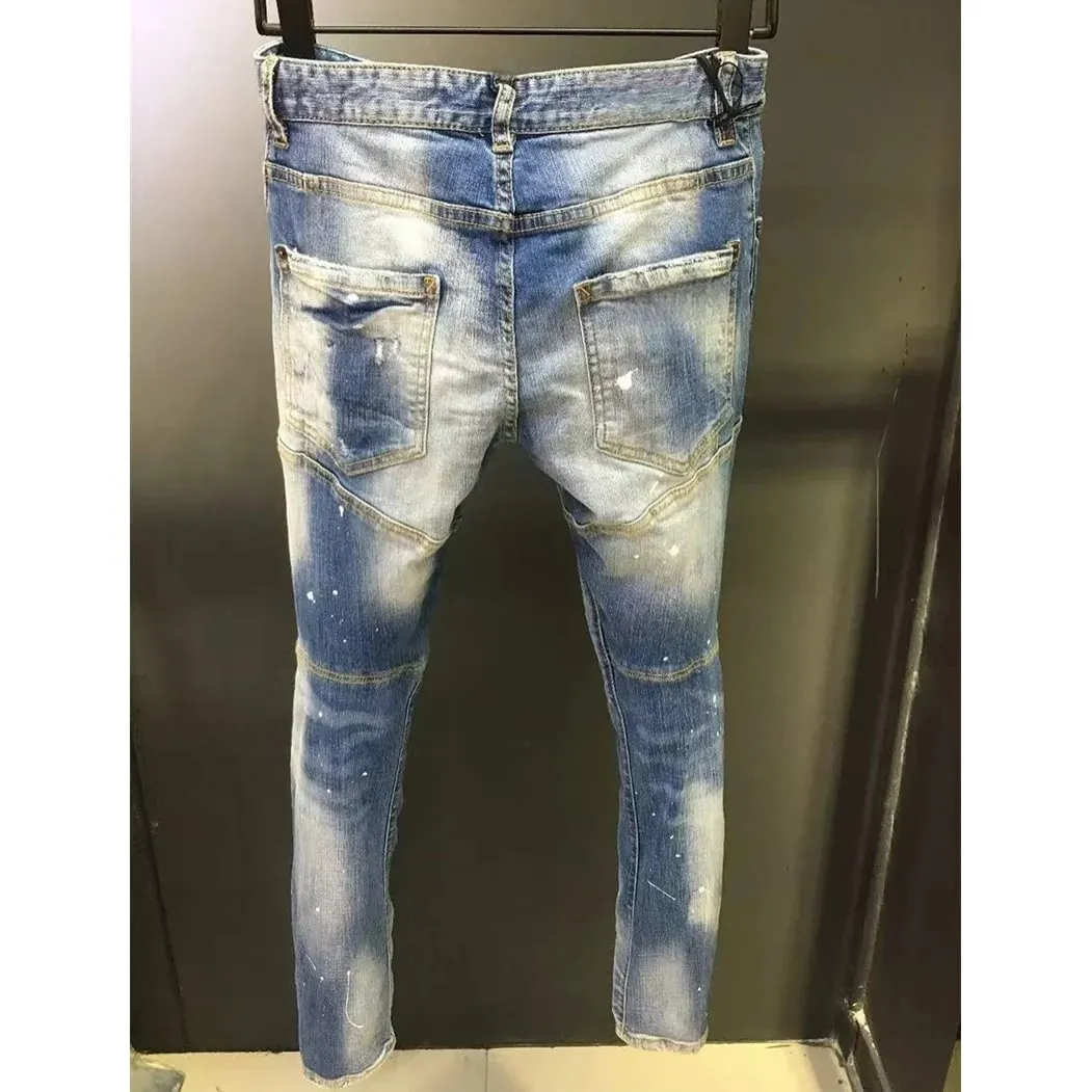 Baggy Jeans For Man Pants Distressed Jeans Trendy Streetwear Slim Straight Leg Stretch Trousers Mens Fashion — image 2