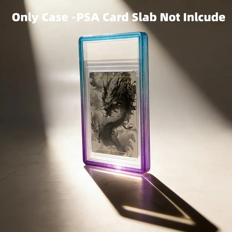 Glitter TPU Slab Bumper Guard Case Holder Protective Skin Display Sleeves with Clear Back for PSA 35PT Graded Trading Card