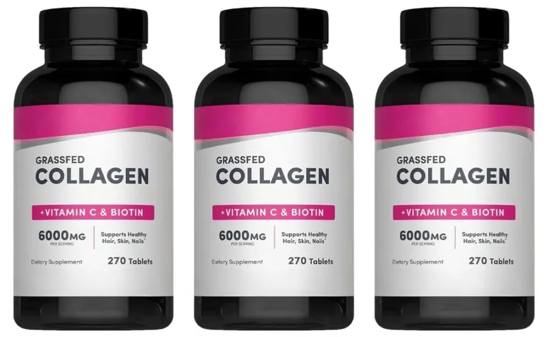 Collagen Tablets 6000mg with Vitamin C and Biotin Hair Skin Nails Beauty Support Dietary Supplement 270 Tablets — image 9