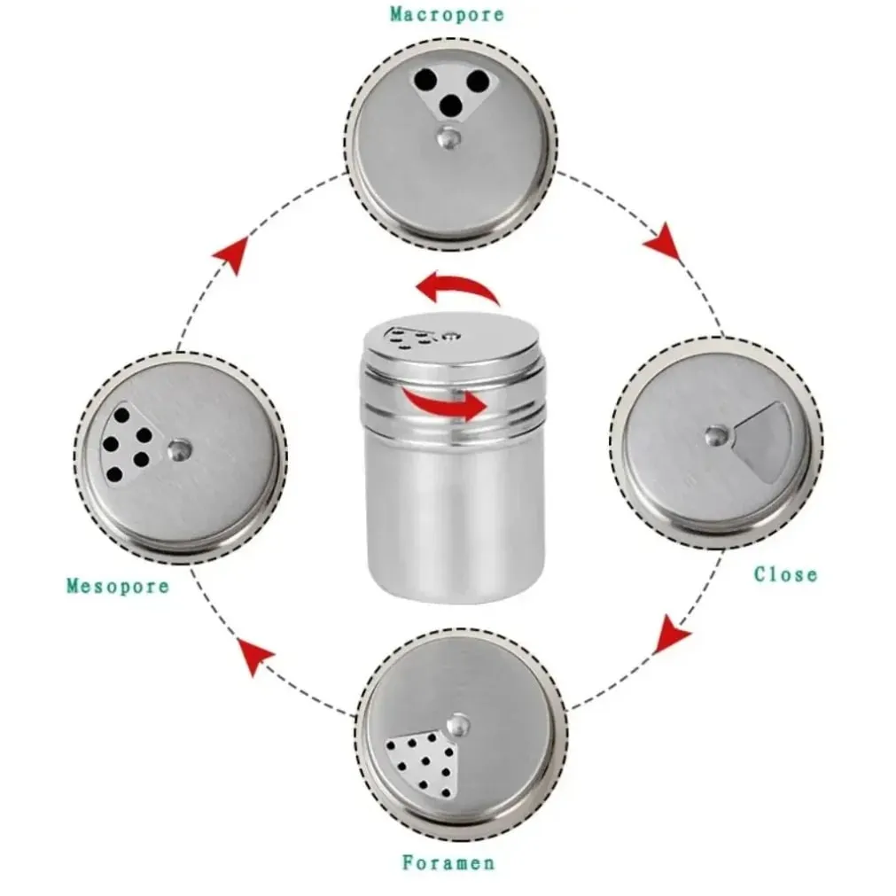 Multi-purpose Stainless Steel Seasoning Jar Salt Sugar Bottle Rotating Cover Spice Pepper Shaker Spice Jar Kitchen Gadgets — image 4