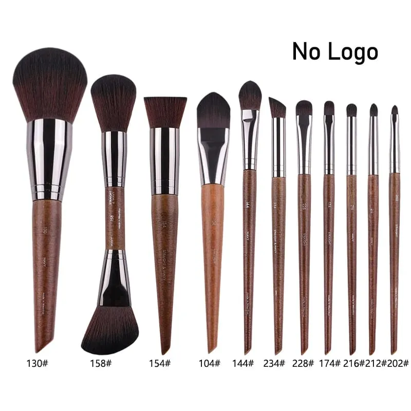 Pennelli per trucco occhi in legno naturale set completo Ombretto Pro Crease Kit per trucco sfumino evidenziatore sopracciglio Pennello per ciglia labbra pratico — image 34