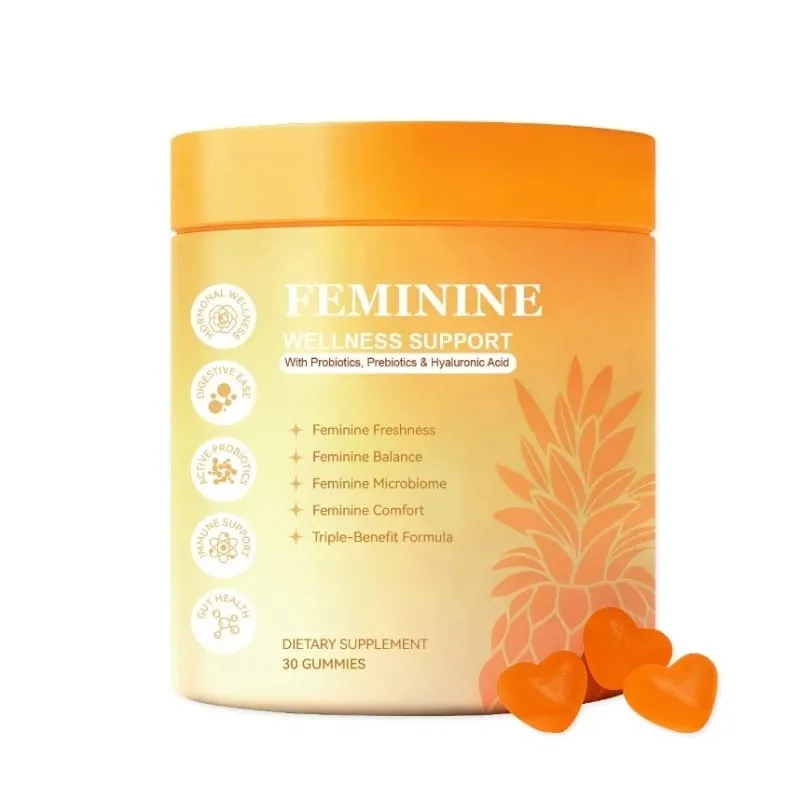 Probiotics Composite Gummies Supplement for Women with Hyaluronic Acid Ginger Zinc Vitamin B6 Feminine Wellness Support 30 Count