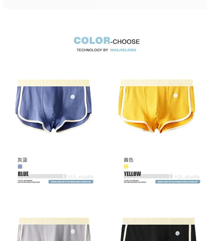 5PCS/Pack Fashion Dopamine 100% Cotton Solid Striped Men's Underpants Breathable Mesh Pouch Panties High Elastic Men Underwear — image 15
