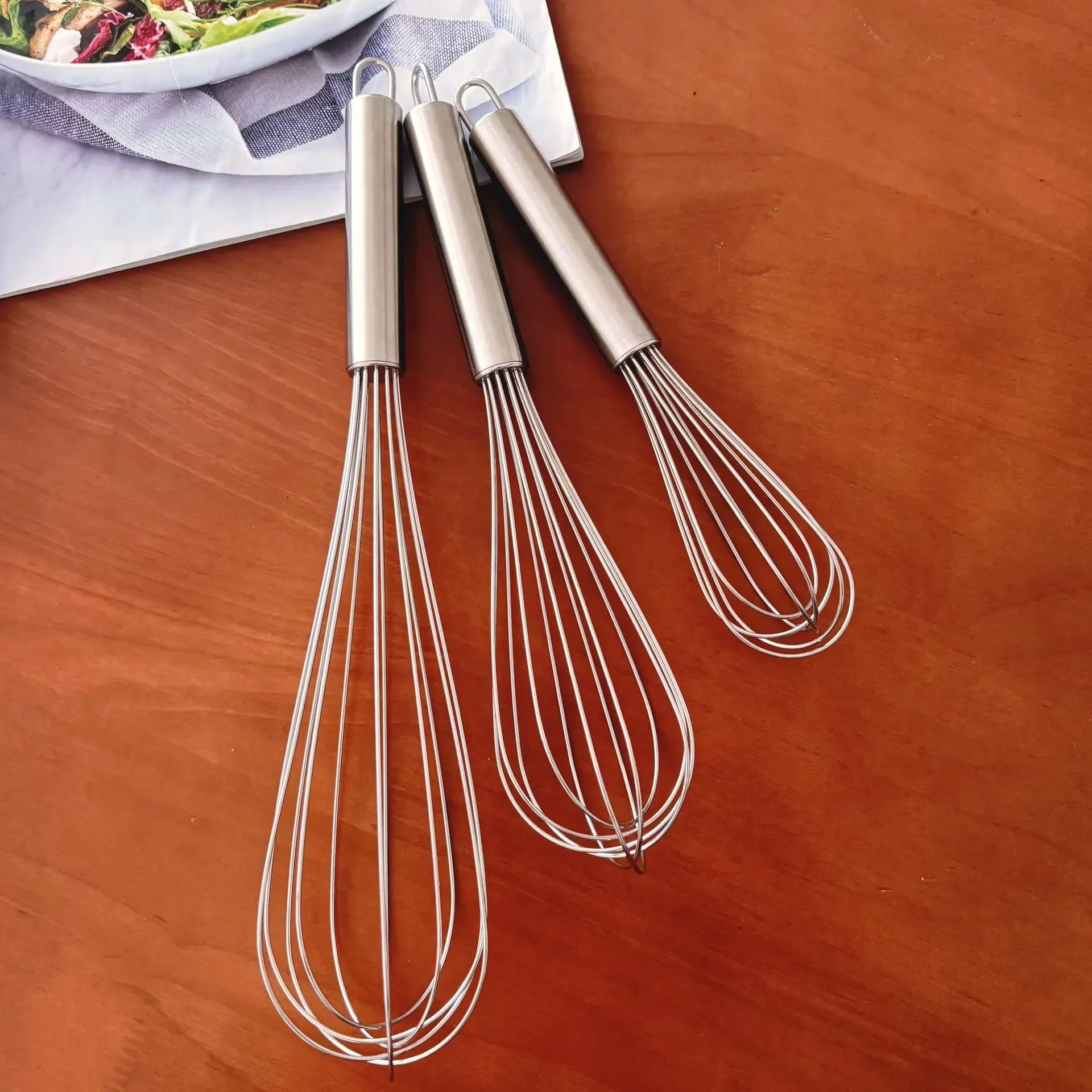Hot Sale Premium Stainless Steel Manual Egg Beater 6‑Wire Balloon Whisk for Kitchen Baking Mixing 8‑10‑12 Inch Available