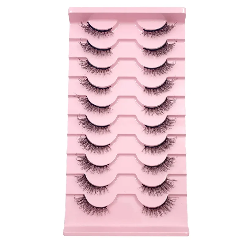 3D Cat Eye Lashes Half Eyelashes 10Pairs Half Lashes Natural Clear Stem False Eyelash Extension Makeup Faux Cils maquiag