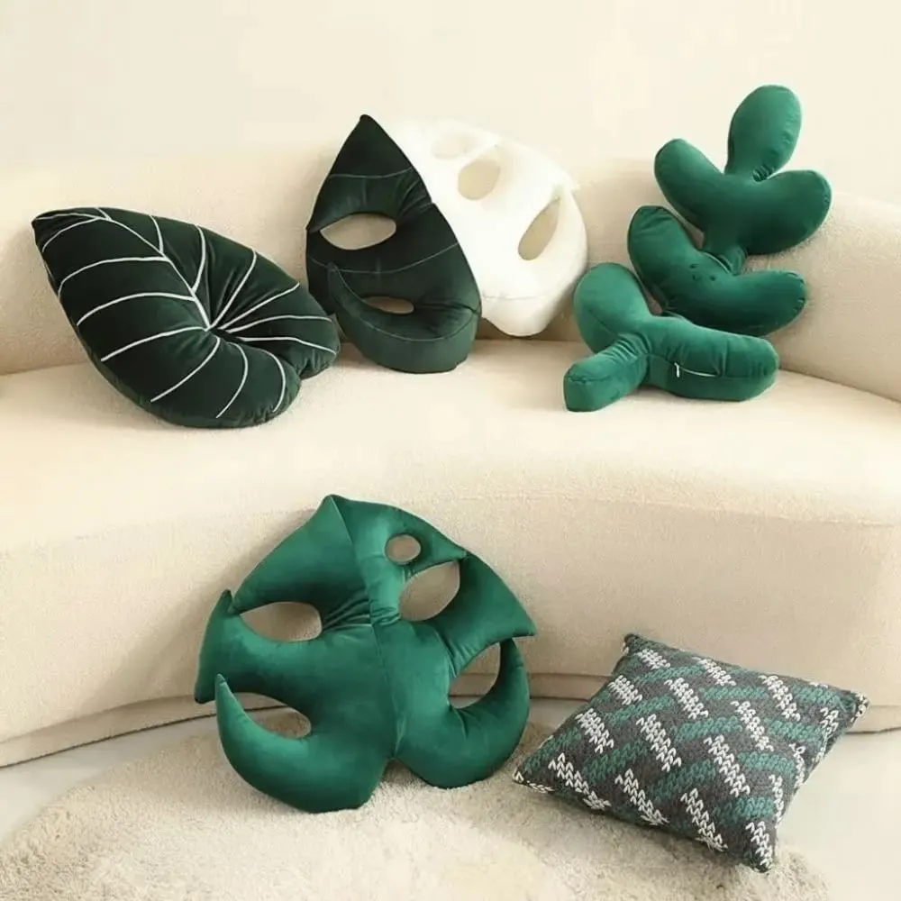 New Cartoon Creative Leaf Green Plant Leaf Back Cushion Adult Pillow Cushion Home Indoor Decor Seat Pad