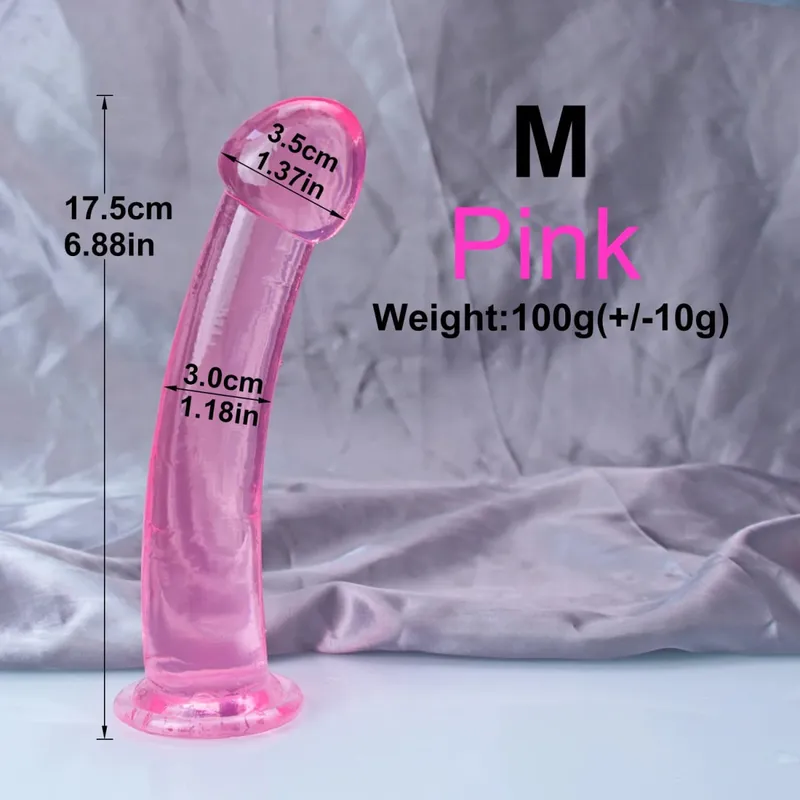 Dengan Harga Murah TPE Transparan Anal Plug Jelly Dildo 4 Ukuran Cangkir Hisap Ayam Vagina Masturbasi Lembut Penis Kecil Wanita Pria Mainan Seks