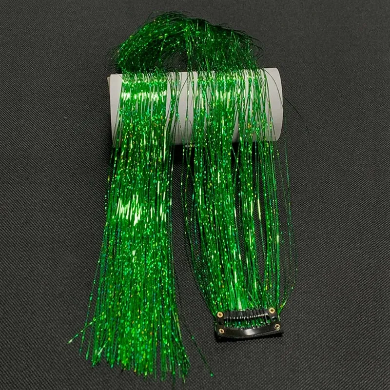 24Inch Synthetic Hair Tinsel Clip In Glitter Tinsel Hair Extensions Clip In Sparkle Hair Accessories for Girls Women