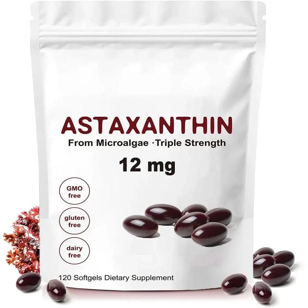 Astaxanthin 12mg 120 Softgels Triple Strength Premium Antioxidant Supplements Support Eye Skin Joint & Immune System Health