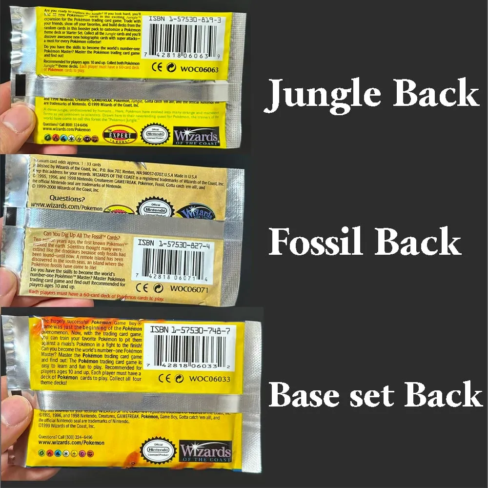 Pokémon Booster Packs Base Fossil Jungle 9 single bags 1 pack/11 Cards and Booster Box 3 1Box/36 Packs models Proxy Game Cards