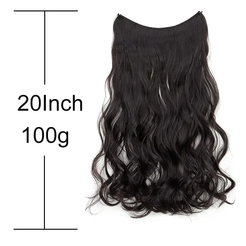 18Inch Synthetic Long Curly Fish Line Hairpiece Invisible Wire Halo Hair Extensions Heat Resistant Fluffy for Daily Styling — image 2