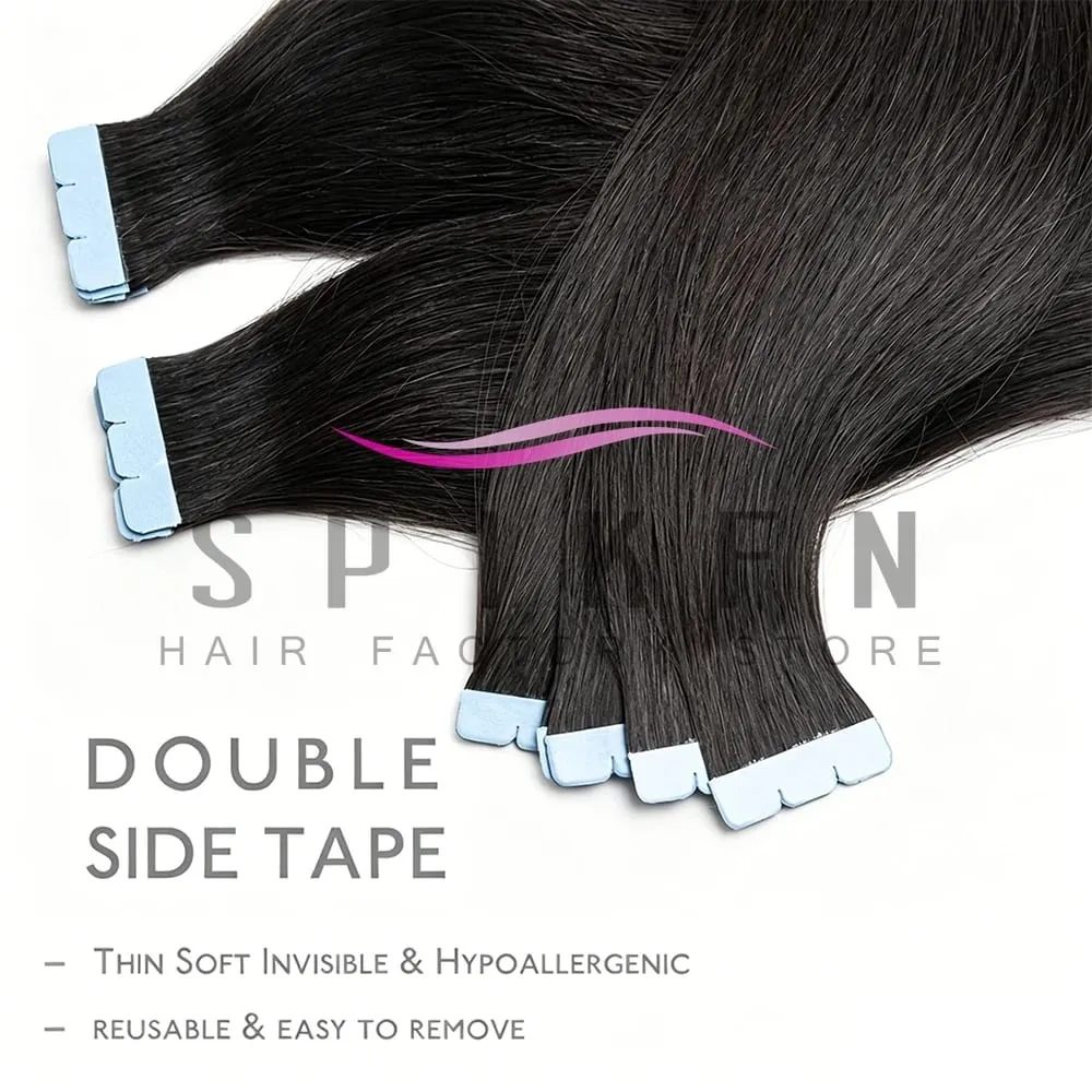 Mini Tape In Human Hair Extensions 12"-20" Machine Remy Skin Weft Adhesive Tape Hair Natural Black Tape Hair 10pcs/pack — image 2