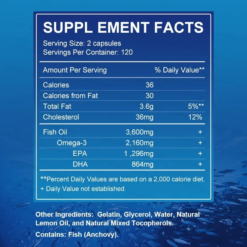 Original Omega 3 Fish Oil Capsules - High EPA & DHA Non-GMO - for Antioxidant Eyes Brain Cardiovascular Health — image 6
