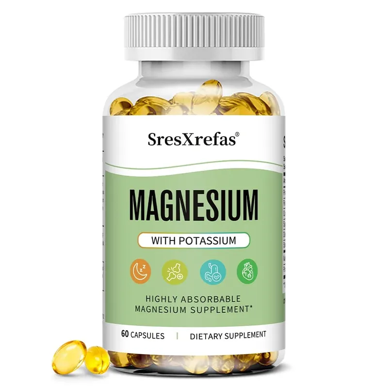 Magnesium Potassium Capsules for Beauty Sleep Quality Reduces Fatigue Headaches Cardiovascular Heart & Immune Health