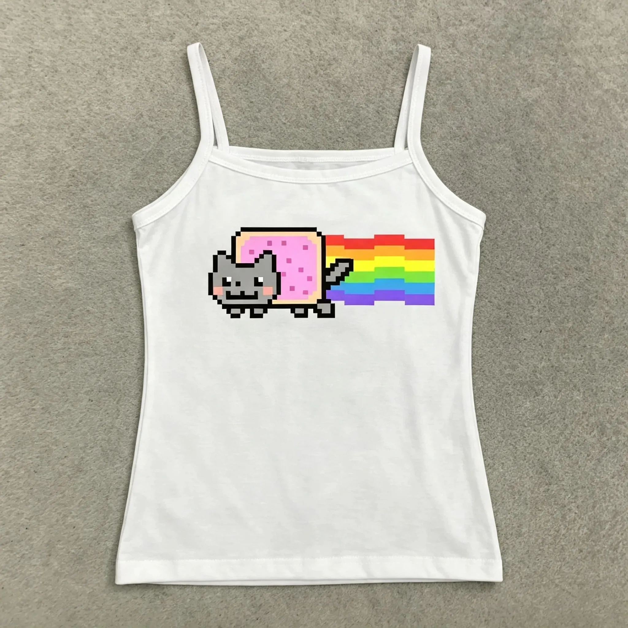 European American Y2K New Summer Cool Vibrant Hot Girl Tank Top Cartoon Pigment Print Sleeveless Casual Cami Top For Ladies — image 8