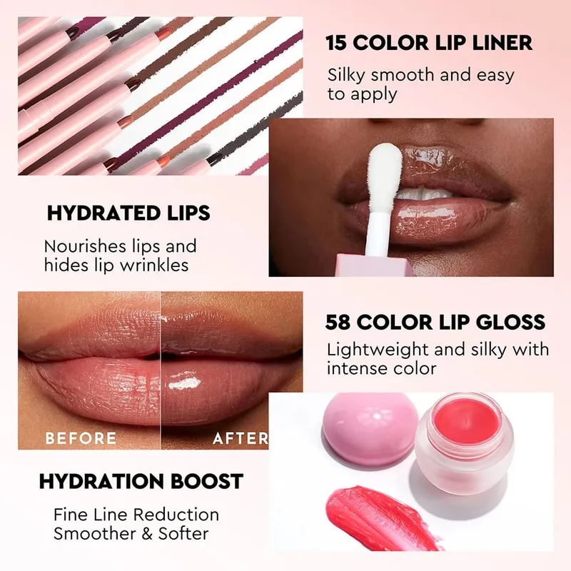 Veganes 5-in-1-Lippen-Make-up-Set, Glanz-Öl-Maske, Liner-Peeling, Private Label, individuelles Logo, Großhandel, Großlieferung für Wiederverkäufer — image 7