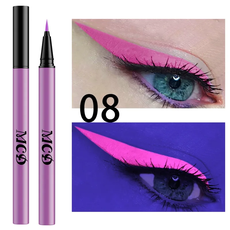 1PC UV Light Neon Eyeliner Pen Eyes Makeup Blue Green Waterproof Liquid Color Eye Liner Pencil Make Up Cosmetics Yellow Purple — image 10