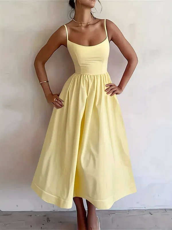 Elegant Directed Women's New Pure Color Sleeveless Chic Strap Dress Fashionable Minimalist Design Casual Comfortable Fit — image 3