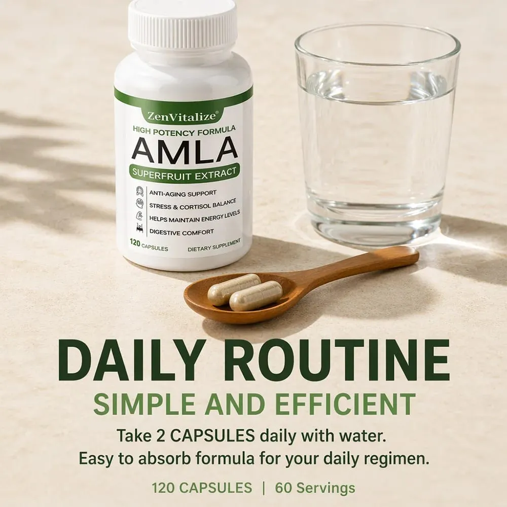 Organic Amla Capsules 1000mg Antioxidant Daily Immune Rejuvenation Digestive & Heart Wellness Support Vegan